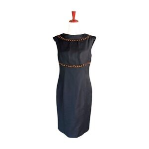 Boden Black Sleeveless‎ Scoop Back Beaded Sheath Dress Size 8